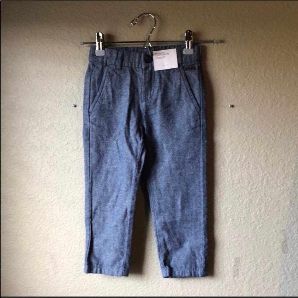 New H&M Blue Straight Leg Elastic Back Pants Boys Size 3T